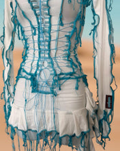 Load image into Gallery viewer, CREAM &amp; BLUE LACE UP SKIRT
