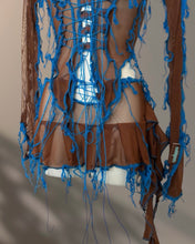 Load image into Gallery viewer, BROWN &amp; BLUE LACE UP SKIRT
