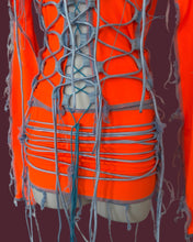 Load image into Gallery viewer, ORANGE &amp; BABY BLUE LACE UP SKIRT
