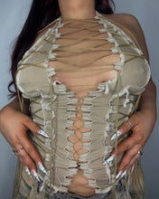 Load image into Gallery viewer, BEIGE ROPE LACE UP TOP
