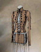 Load image into Gallery viewer, SAND &amp; BLACK LACE UP TOP
