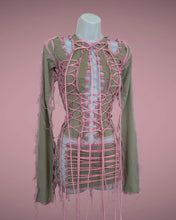 Load image into Gallery viewer, BABY PINK &amp; OLIVE LACE UP TOP
