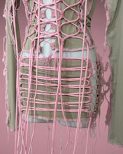 Load image into Gallery viewer, BABY PINK &amp; OLIVE LACE UP SKIRT
