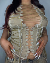 Load image into Gallery viewer, BEIGE ROPE LACE UP TOP
