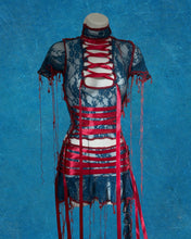 Load image into Gallery viewer, BLUE &amp; CHERRY RIBBON SKIRT
