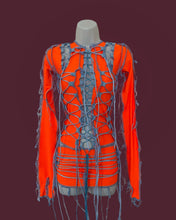 Load image into Gallery viewer, ORANGE &amp; BABY BLUE LACE UP SKIRT
