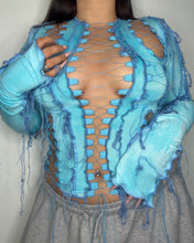 Load image into Gallery viewer, LIGHT BLUE LACE UP TOP
