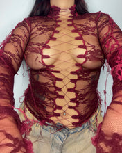 Load image into Gallery viewer, CHERRY RED LACE UP TOP
