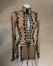 Load image into Gallery viewer, SAND &amp; BLACK LACE UP TOP

