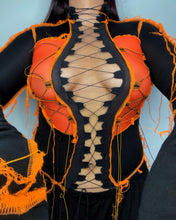 Load image into Gallery viewer, BLACK &amp; ORANGE LACE UP TOP
