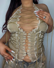 Load image into Gallery viewer, BEIGE ROPE LACE UP TOP
