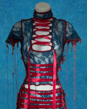 Load image into Gallery viewer, BLUE &amp; CHERRY RIBBON TOP
