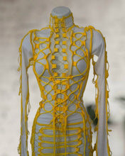 Load image into Gallery viewer, YELLOW &amp; WHITE LACE UP TOP
