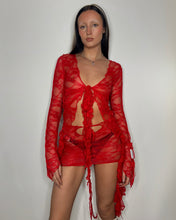 Load image into Gallery viewer, RED LACE RUFFLE SKIRT
