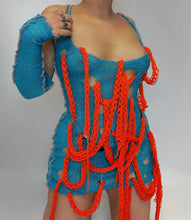 Load image into Gallery viewer, DIANA ORANGE AND BLUE KNITTED DRESS
